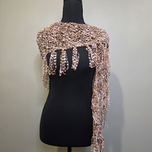 Pink and Brown Knit Scarf